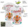 Maxcorners Custom White Red 3D Mexican Festival Flower Skull With Sombrero Cinco de Mayo Authentic Baseball Jersey LM2605