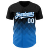 Maxcorners Custom Black White-Electric Blue 3D Gradient Square Shape Authentic Baseball Jersey LM2605