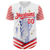 Maxcorners Custom White Thunder Blue-Red Patriotic American Flag Premium Baseball Jersey LM0210