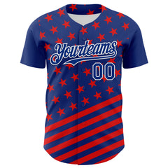 Maxcorners Custom White US Navy Blue-Red 3D Patriotic American Flag Premium Baseball Jersey LM0210