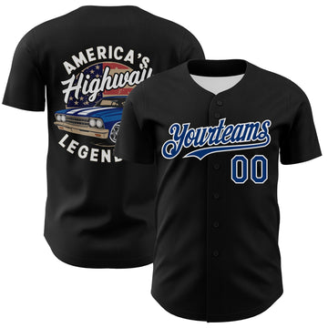 Maxcorners Custom White Red-Royal 3D Patriotic American Flag Premium Baseball Jersey LM0210