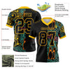Maxcorners Custom Black Yellow 3D Pattern Bowling Authentic Football Jersey LM2605