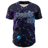 Maxcorners Custom Dark Purple Navy-White 3D Pattern Design Outer Space Galaxy Solar Authentic Baseball Jersey LM2605