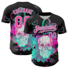 Maxcorners Custom Black Pink-Ice Blue 3D Pattern Design Trippy Magic Mushrooms Skull Authentic Baseball Jersey LM2605