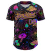 Maxcorners Custom Black Purple-Yellow 3D Pattern Design Trippy Magic Mushrooms Spider Web Premium Baseball Jersey LM0210