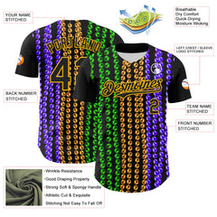 Maxcorners Custom Black Gold 3D Pattern Design Mardi Gras Shrove Tuesday Premium Baseball  LM0210
