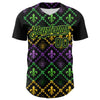 Maxcorners Custom Black Aurora Green 3D Pattern Design Mardi Gras Shrove Tuesday Authentic Baseball Jersey LM2605