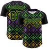 Maxcorners Custom Black Aurora Green 3D Pattern Design Mardi Gras Shrove Tuesday Authentic Baseball Jersey LM2605
