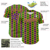 Maxcorners Custom Green Purple-Gold 3D Pattern Design Mardi Gras Shrove Tuesday Authentic Baseball Jersey LM2605