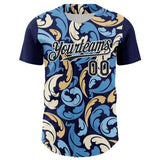 Maxcorners Custom Navy Black-White 3D Pattern Design Burner Costumes Floral Grunge Premium Baseball Jersey LM0210