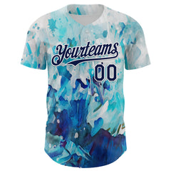 Maxcorners Custom White Navy 3D Pattern Design Burner Costumes Watercolor Paint Premium Baseball Jersey LM0210