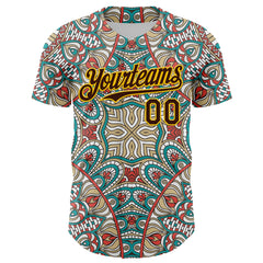 Maxcorners Custom Green Brown-Yellow 3D Pattern Design Burner Costumes Exotic Premium Baseball Jersey LM0210