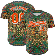Maxcorners Custom Green Orange-White 3D Pattern Design Burner Costumes Exotic Premium Baseball Jersey LM0210