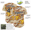 Maxcorners Custom City Cream Black-White 3D Pattern Design Rave Party Flame Premium Baseball Jersey LM0210