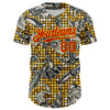 Maxcorners Custom Black Red-Yellow 3D Pattern Design Rave Party Tattoos Disco Premium Baseball Jersey LM0210