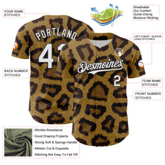 Maxcorners Custom Brown White-Black 3D Pattern Design Rave Party Animal Leopard Print Premium Baseball Jersey LM0210