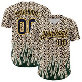 Maxcorners Custom Cream Navy-Gold 3D Pattern Design Rave Party Animal Leopard Print Authentic Baseball Jersey
 LM0609