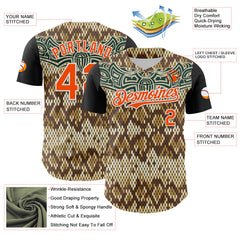 Maxcorners Custom Black Orange-White 3D Pattern Design Rave Party Animal Snake Python Print Premium Baseball Jersey LM0210