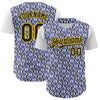 Maxcorners Custom White Black Royal-Gold 3D Pattern Design Rave Party Monogram Geometric Shape Premium Baseball Jersey LM0210