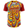 Maxcorners Custom Red Orange Black-White 3D Pattern Design Rave Party Marble Lava Premium Baseball Jersey LM0210