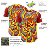 Maxcorners Custom Red Orange Black-White 3D Pattern Design Rave Party Marble Lava Premium Baseball Jersey LM0210