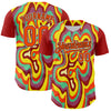 Maxcorners Custom Red Orange Black-White 3D Pattern Design Rave Party Marble Lava Premium Baseball Jersey LM0210