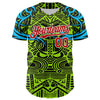 Maxcorners Custom Green Red Blue Black-White 3D Pattern Design Burner Costumes Tribal Premium Baseball Jersey LM0210