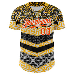 Maxcorners Custom Yellow Orange Black-White 3D Pattern Design Burner Costumes Tribal Premium Baseball Jersey LM0210