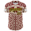 Maxcorners Custom Cream Black Red-Yellow 3D Pattern Design Burner Costumes Tribal Skull Premium Baseball Jersey LM0210