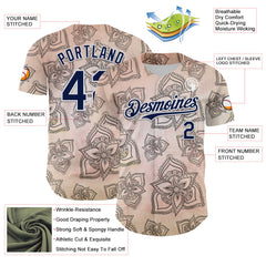 Maxcorners Custom Cream Navy-White 3D Pattern Design Burner Costumes Paisley Bandana Baseball Jersey LM0210