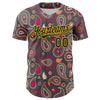 Maxcorners Custom Steel Gray Black-Yellow 3D Pattern Design Burner Costumes Paisley Bandana Premium Baseball Jersey LM0210