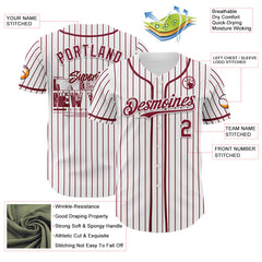Maxcorners Custom White Crimson Pinstripe Crimson 3D Pattern Design New York Cityscape Premium Baseball Jersey LM0210