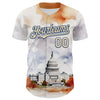 Maxcorners Custom White Cream-Royal 3D Pattern Design Washington Cityscape United States Capitol Premium Baseball Jersey LM0210