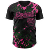 Maxcorners Custom Black Green-Pink Splash Authentic Baseball Jersey LM2605