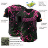 Maxcorners Custom Black Green-Pink Splash Authentic Baseball Jersey LM2605