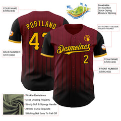Maxcorners Custom Crimson Gold-Black 3D Pattern Design Gradient Geometric Shape Premium Baseball Jersey LM0210