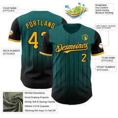 Maxcorners Custom Teal Gold-Black 3D Pattern Design Gradient Geometric Shape Premium Baseball Jersey LM0210