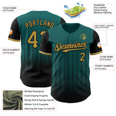 Maxcorners Custom Teal Old Gold-Black 3D Pattern Design Gradient Geometric Shape Premium Baseball Jersey LM0210