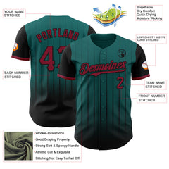 Maxcorners Custom Teal Crimson-Black 3D Pattern Design Gradient Geometric Shape Premium Baseball Jersey LM0210