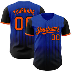Maxcorners Custom Thunder Blue Orange-Black 3D Pattern Design Gradient Geometric Shape Premium Baseball Jersey LM0210