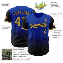 Maxcorners Custom Thunder Blue Old Gold-Black 3D Pattern Design Gradient Geometric Shape Premium Baseball Jersey LM0210