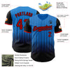 Maxcorners Custom Electric Blue Red-Black 3D Pattern Design Gradient Geometric Shape Premium Baseball Jersey LM0210