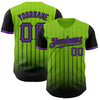 Maxcorners Custom Neon Green Purple-Black 3D Pattern Design Gradient Geometric Shape Authentic Baseball Jersey LM2605