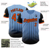 Maxcorners Custom Light Blue Orange-Black 3D Pattern Design Gradient Geometric Shape Premium Baseball Jersey LM0210