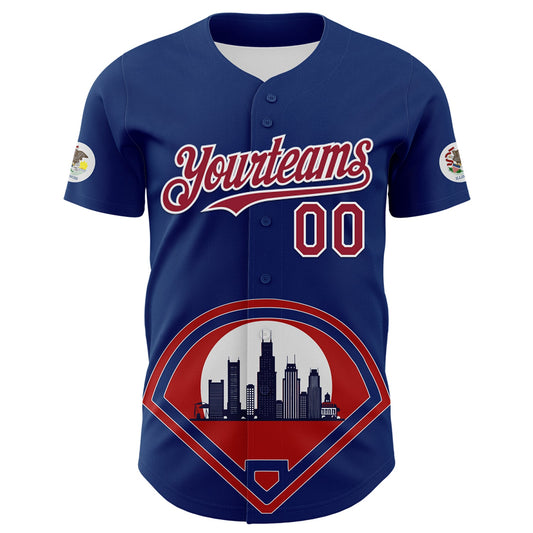 Maxcorners Custom Blue Cardinal-White 3D Urban City Edition Sports Premium Baseball Jersey LM0210