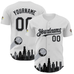 Maxcorners Custom White Black-Gray 3D Urban City Edition Sports Premium Baseball Jersey LM0210