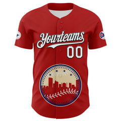 Maxcorners Custom Red White Blue Cream-Black 3D Urban City Edition Sports Premium Baseball Jersey LM0210