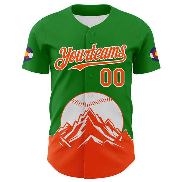 Maxcorners Custom Grass Green Orange-White 3D Urban City Edition Sports Premium Baseball Jersey LM0210