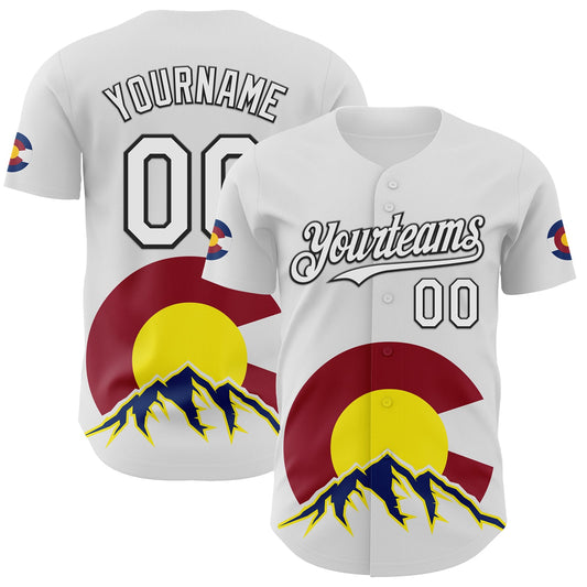 Maxcorners Custom White Black Red Yellow-Blue 3D Urban City Edition Sports Premium Baseball Jersey LM0210