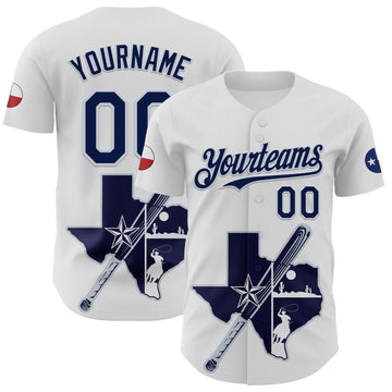 Maxcorners Custom White Navy-Silver 3D Urban City Edition Sports Authentic Baseball Jersey LM2605